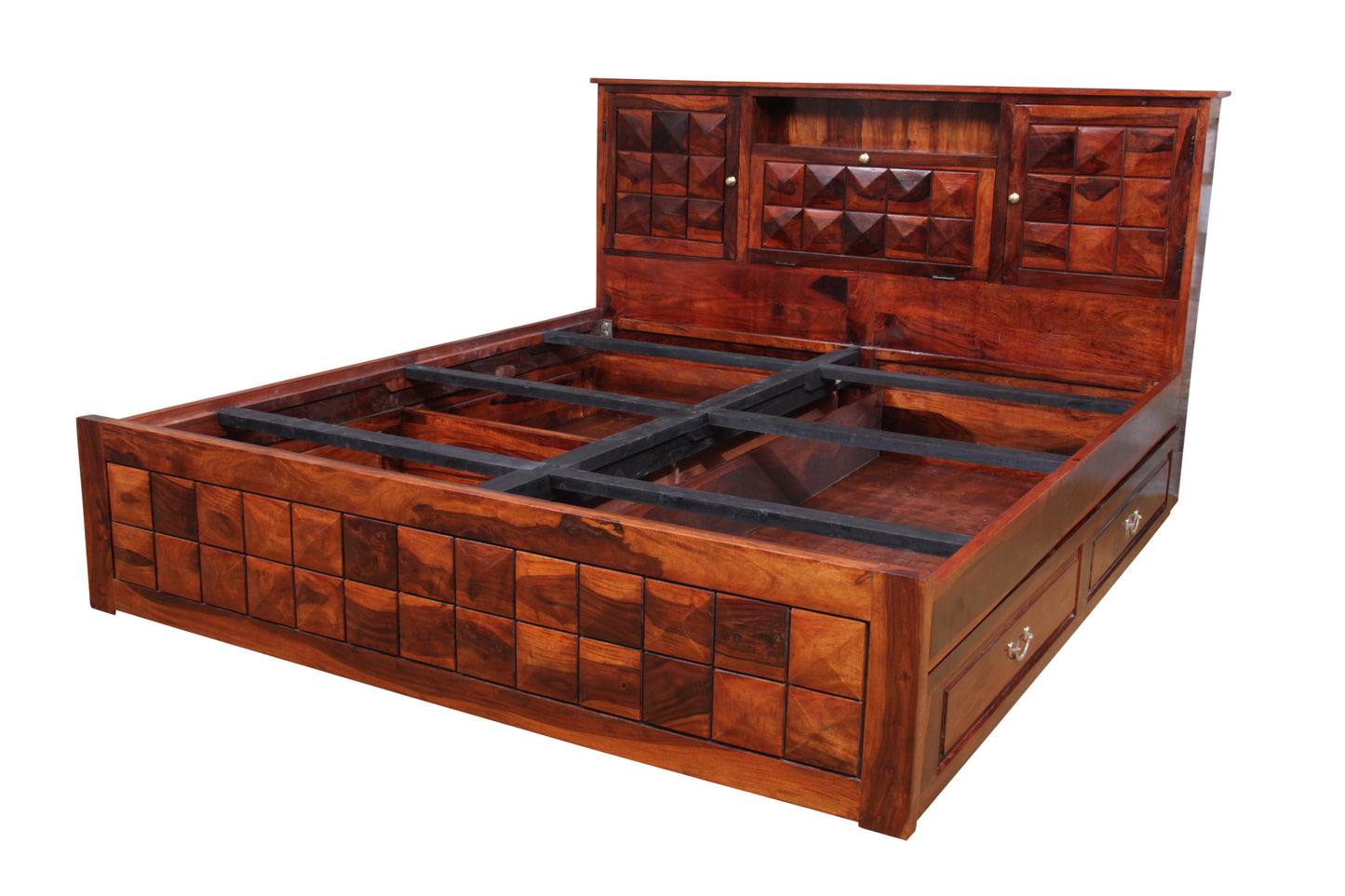 Antilla Deux Sheesham Wood Bed by Induscraft | King & Queen Sizes | Storage Options