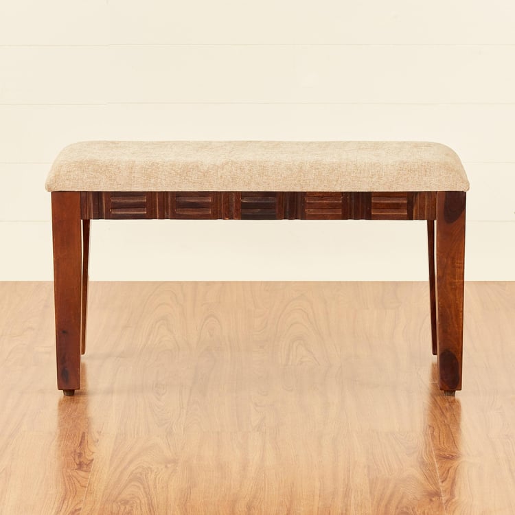 Keya Bench by Induscraft with Solid Wood Sheesham and Upholstered Fabric