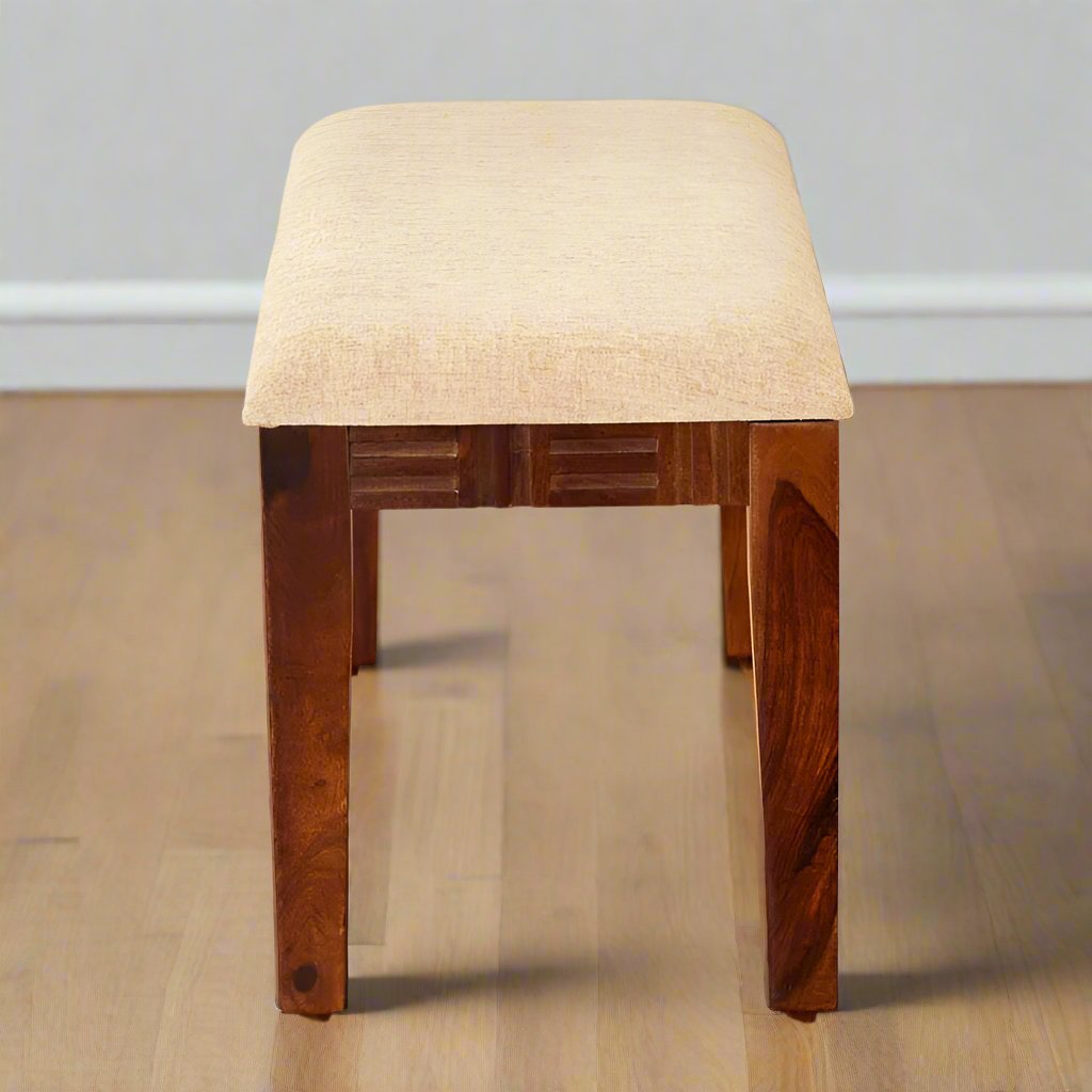 Keya Bench by Induscraft with Solid Wood Sheesham and Upholstered Fabric