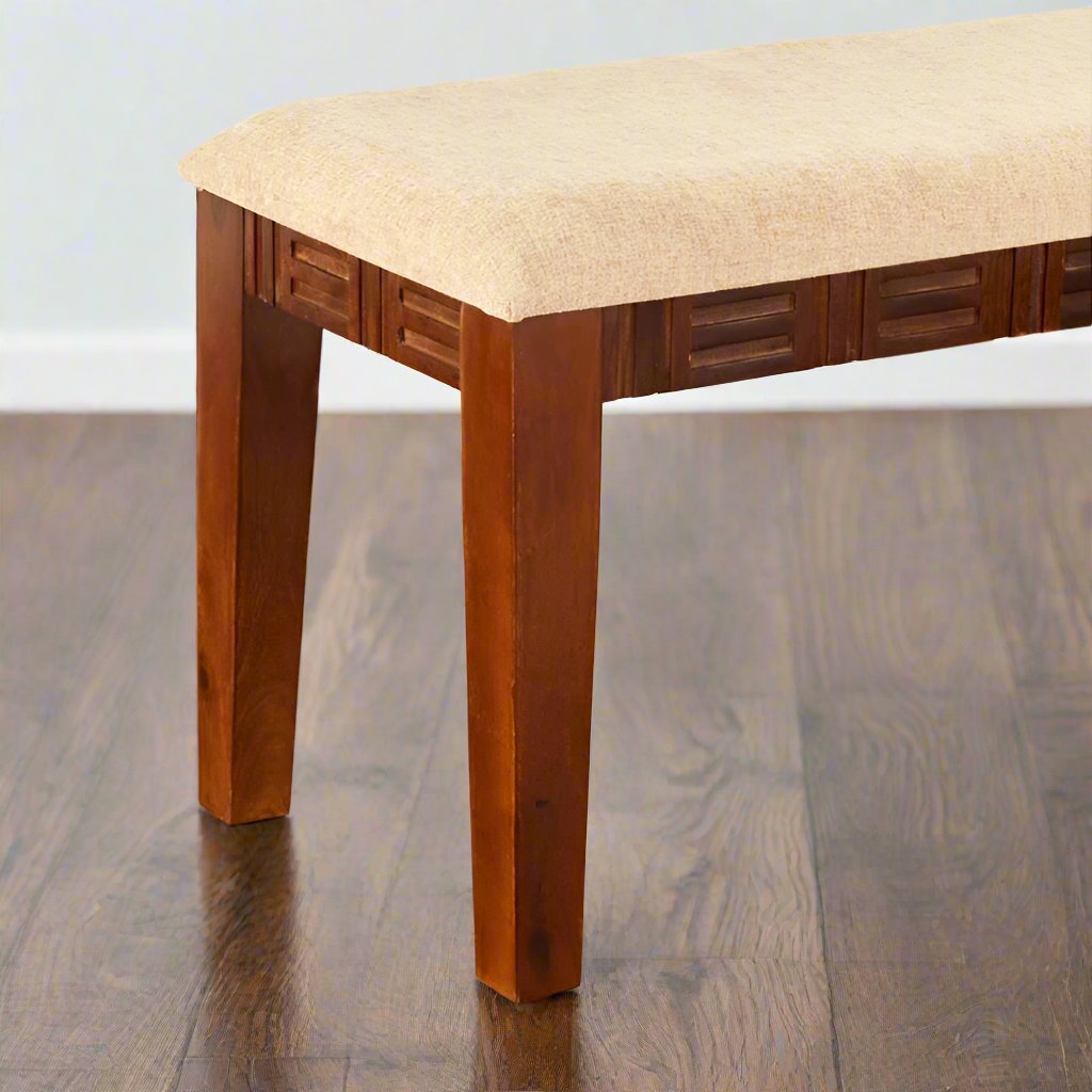 Keya Bench by Induscraft with Solid Wood Sheesham and Upholstered Fabric