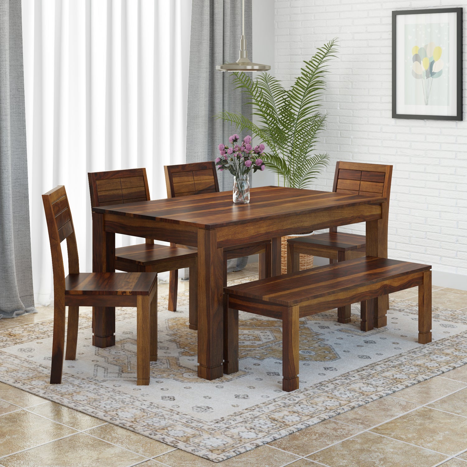 "Gangam" Solid Wood Dining set : Choose a 4-Seater, 6-Seater, or Individual Pieces