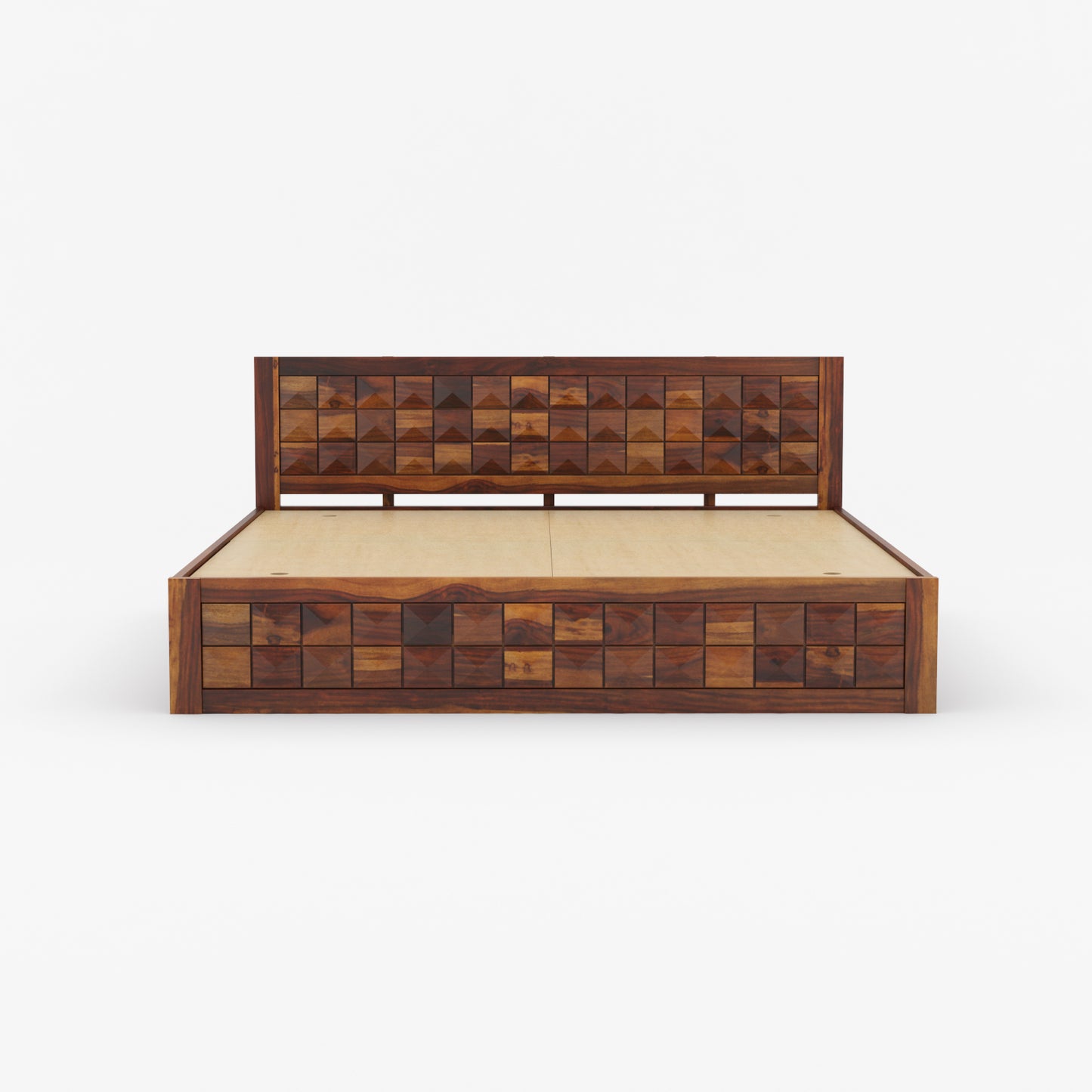 Diamond Sheesham Wood Bed by Induscraft | King & Queen Sizes with Storage Options