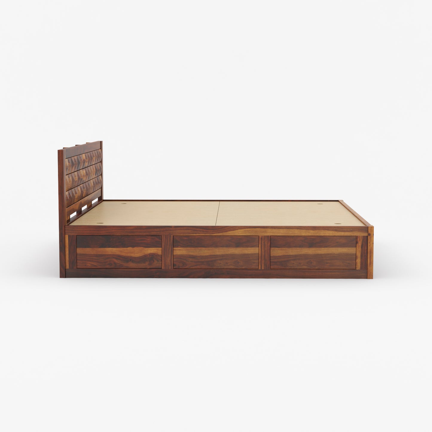 Diamond Sheesham Wood Bed by Induscraft | King & Queen Sizes with Storage Options
