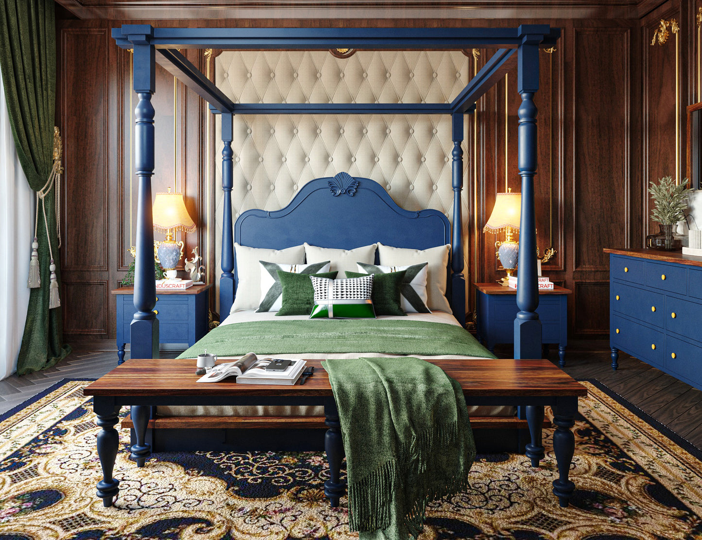 Asteroid Poster Bed by Induscraft Queen size in Solid Wood