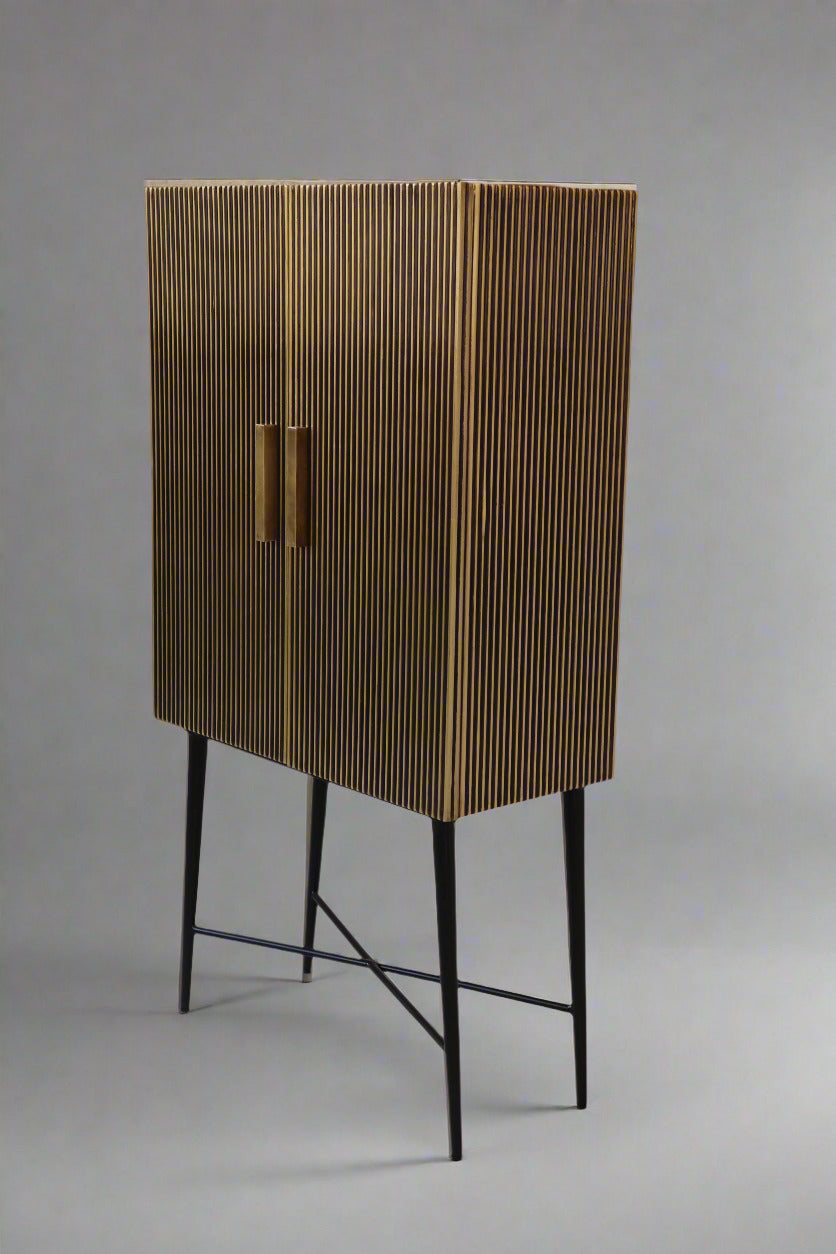 Aurum Almirah Cabinet by Induscraft with Brass Accent
