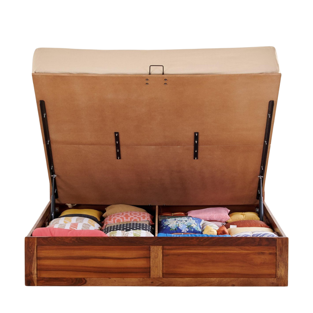 Diamond Sheesham Wood Bed by Induscraft | King & Queen Sizes with Storage Options