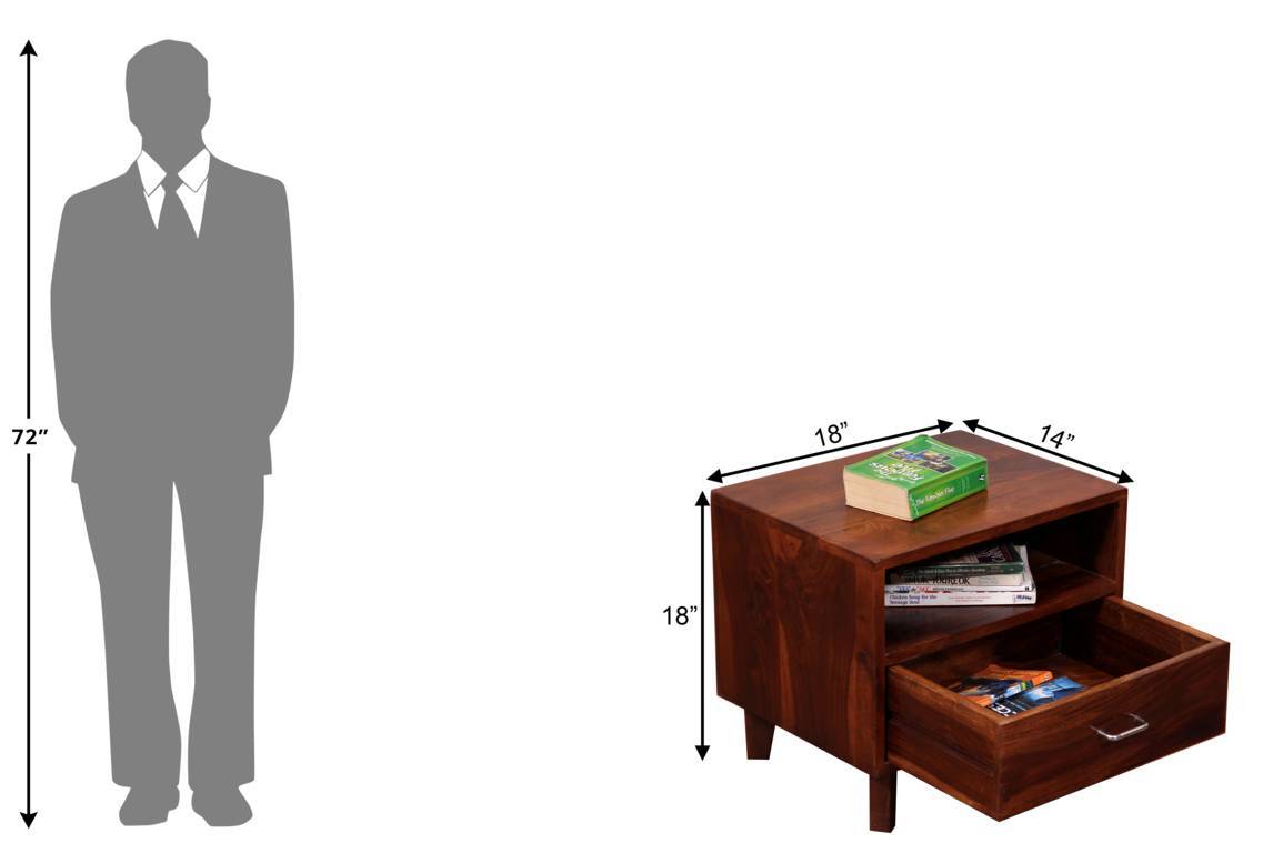 Easter Bedside by Induscraft in Solid Sheesham Wood with Drawer