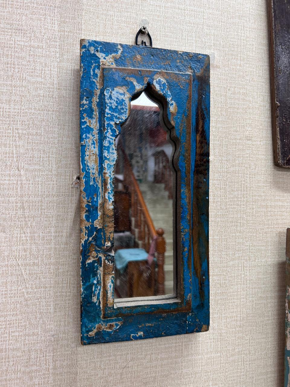 Blue Distressed Replica Long Mirror for Decor