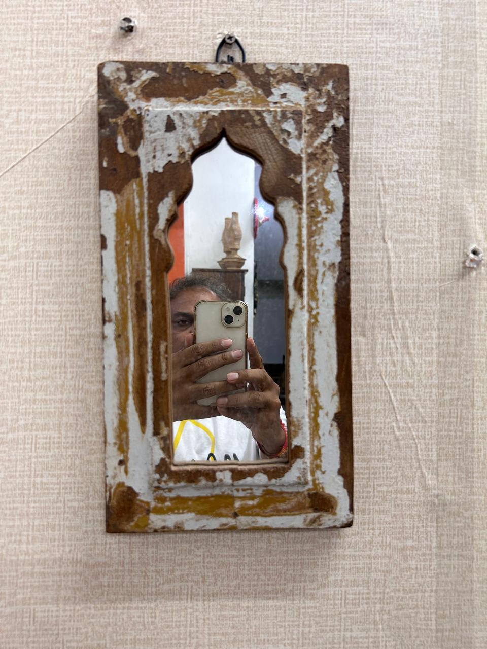 White Distressed Replica Long Decor Mirror