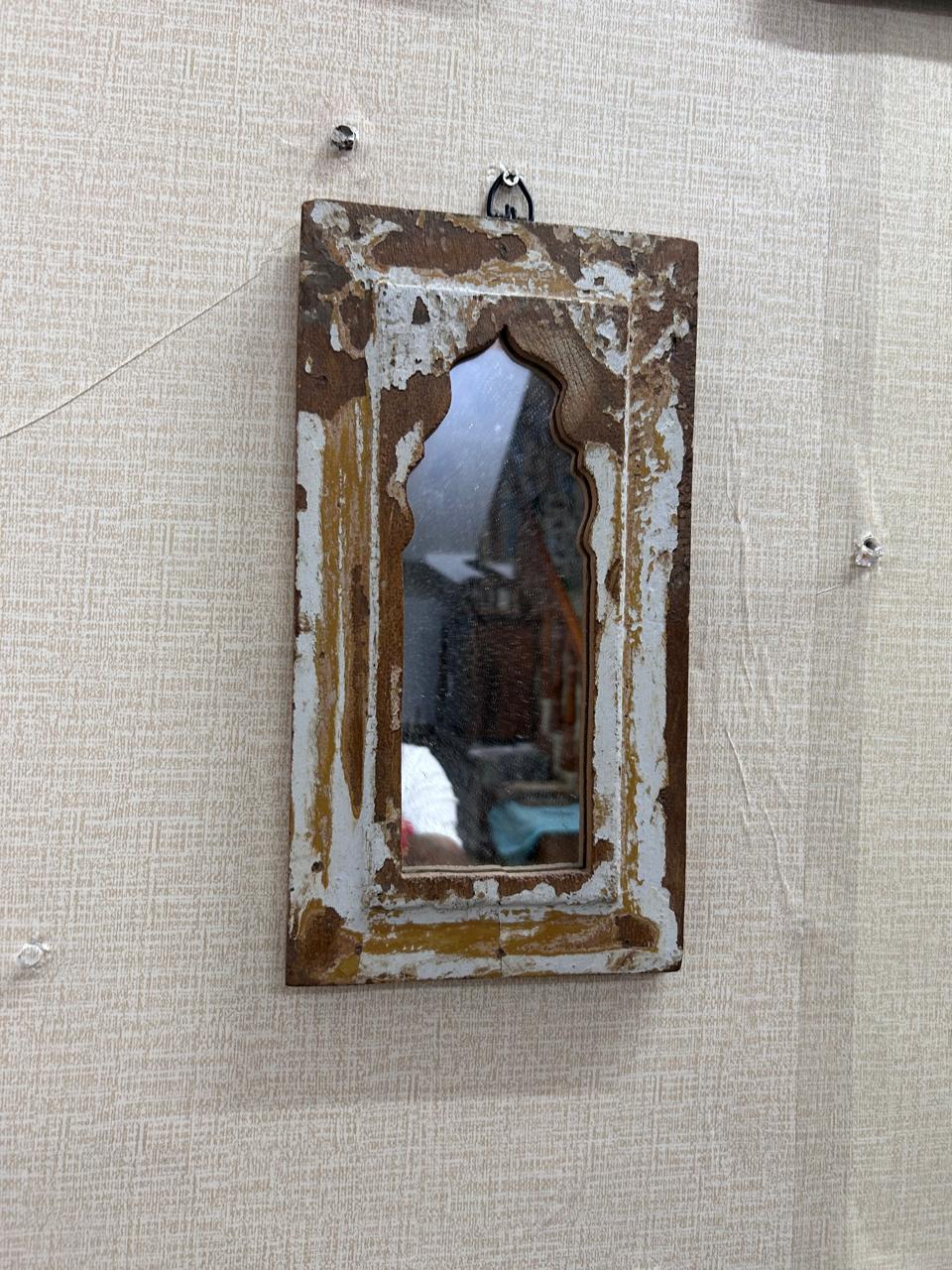 White Distressed Replica Long Decor Mirror