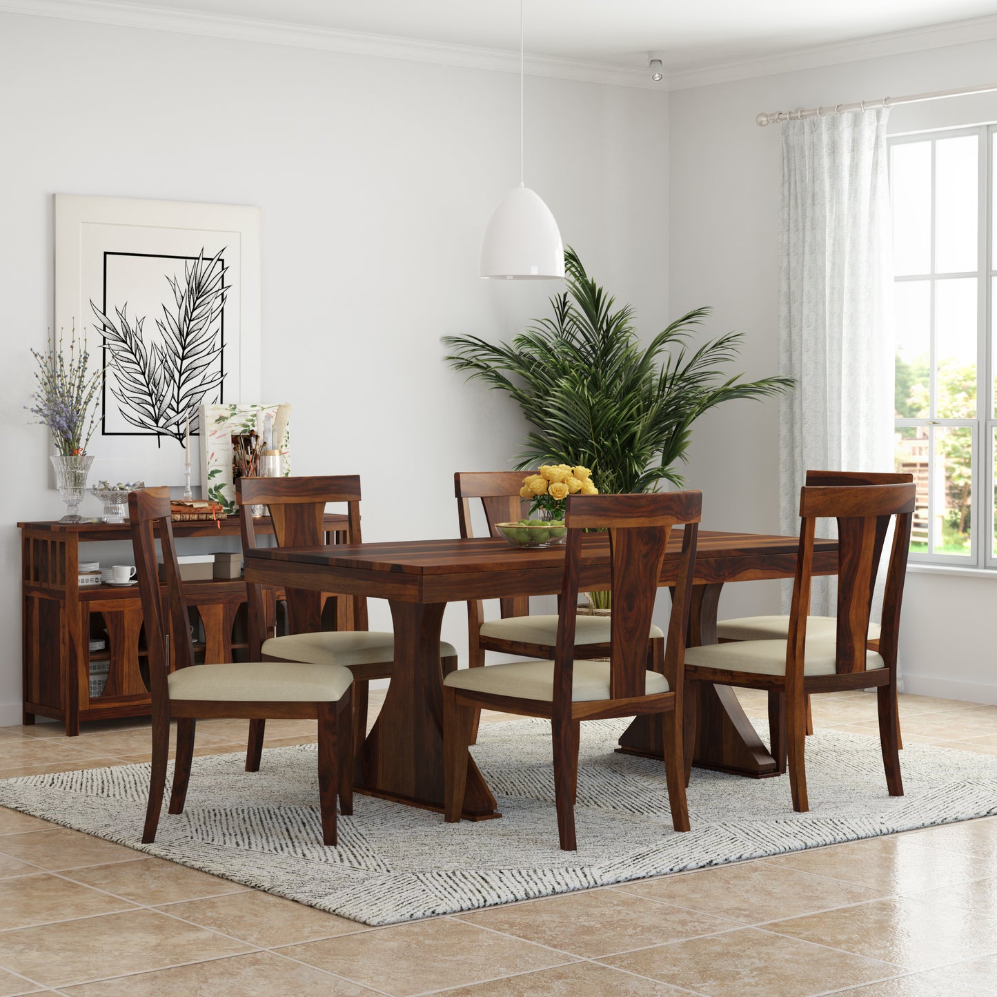 Yeshua Solid Wood Dining set : Choose a 4-Seater, 6-Seater, or Individual Pieces