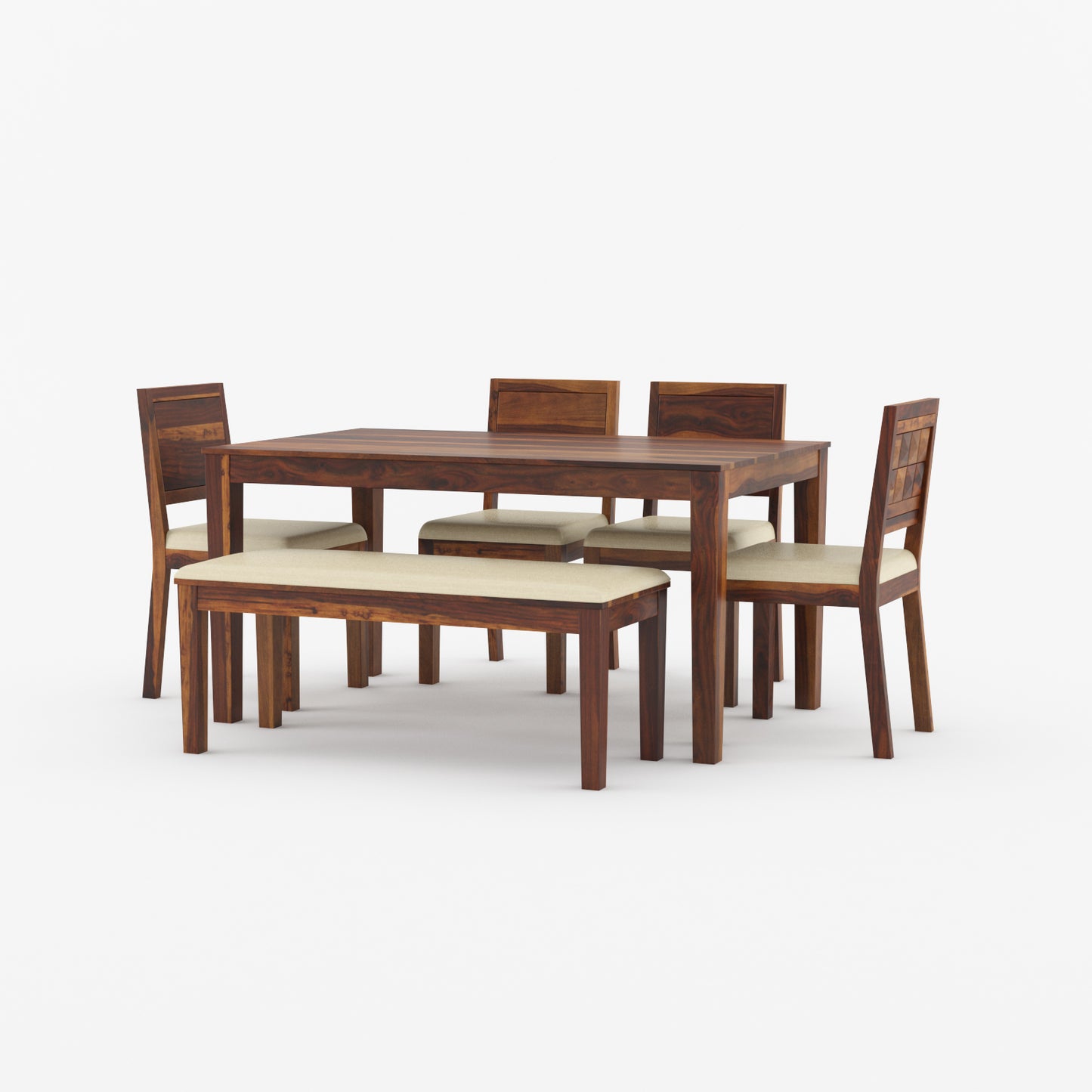 Antilia Sheesham Wood Dining Table Set – Pick Your Style: 4-Seater, 6-Seater, Bench, or Individual Pieces