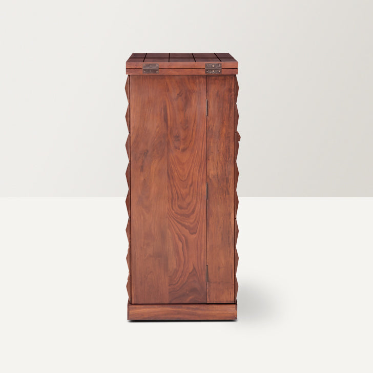 Diamond Bar Cabinet by Induscraft of Solid Sheesham Wood Expandable Storage