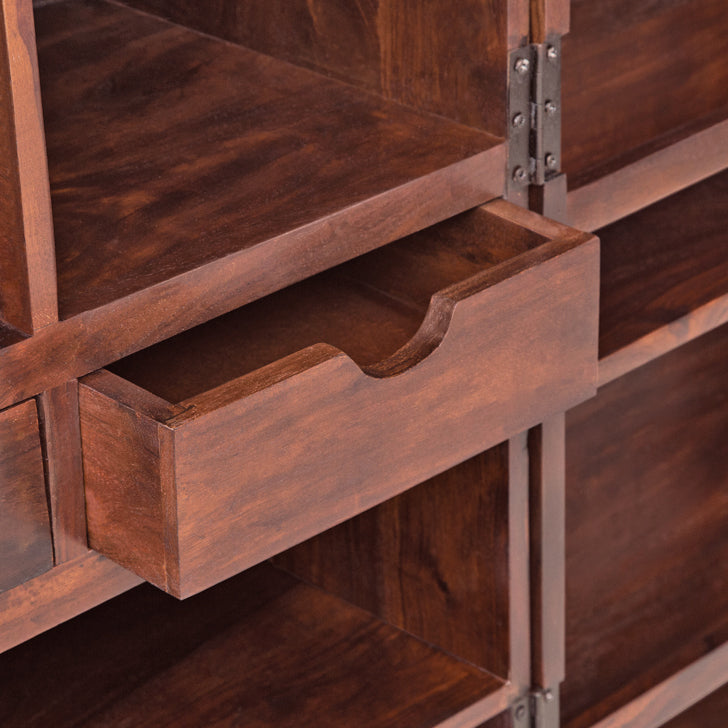 Diamond Bar Cabinet by Induscraft of Solid Sheesham Wood Expandable Storage