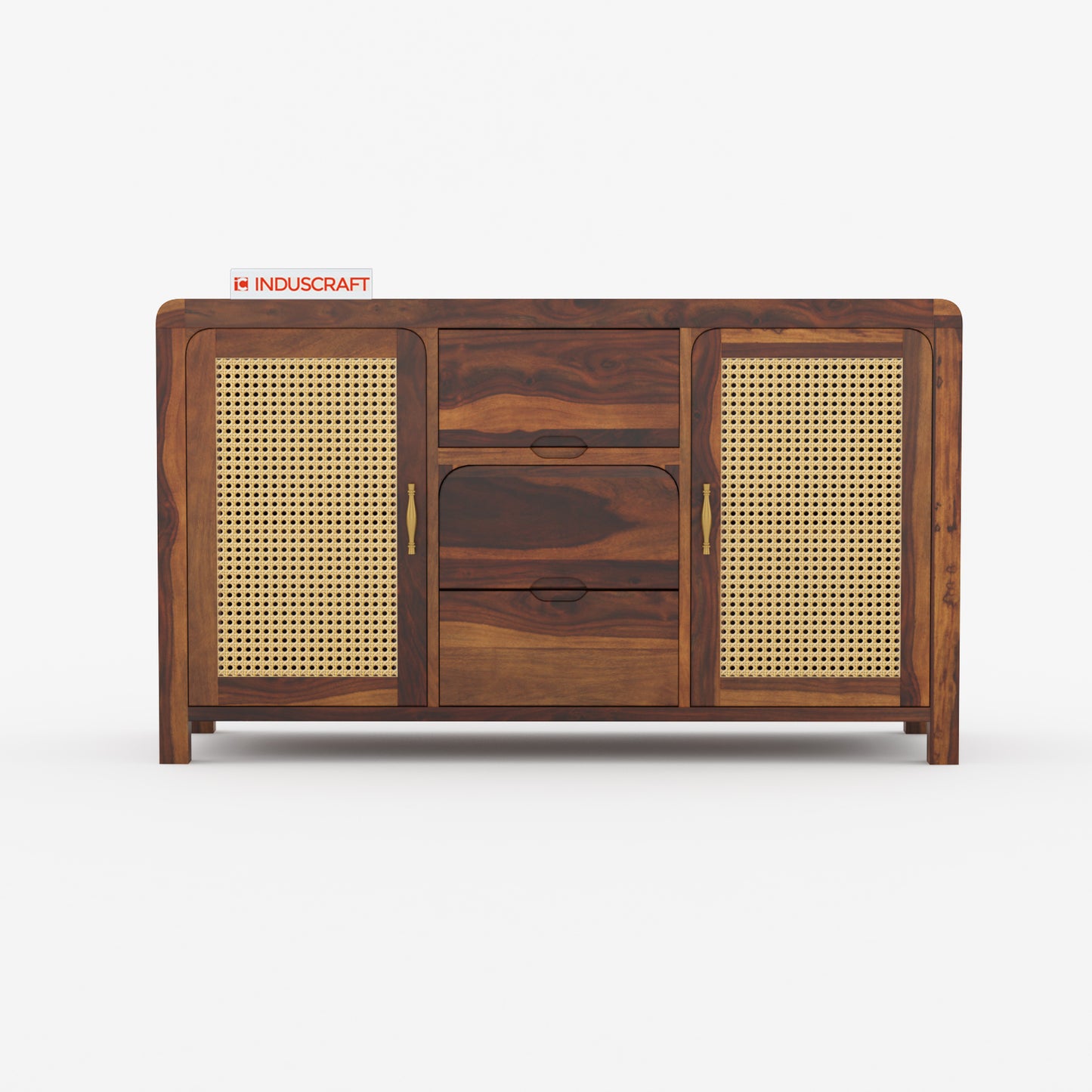 Zavya Rattan Sideboard in Solid Sheesham Wood by Induscraft