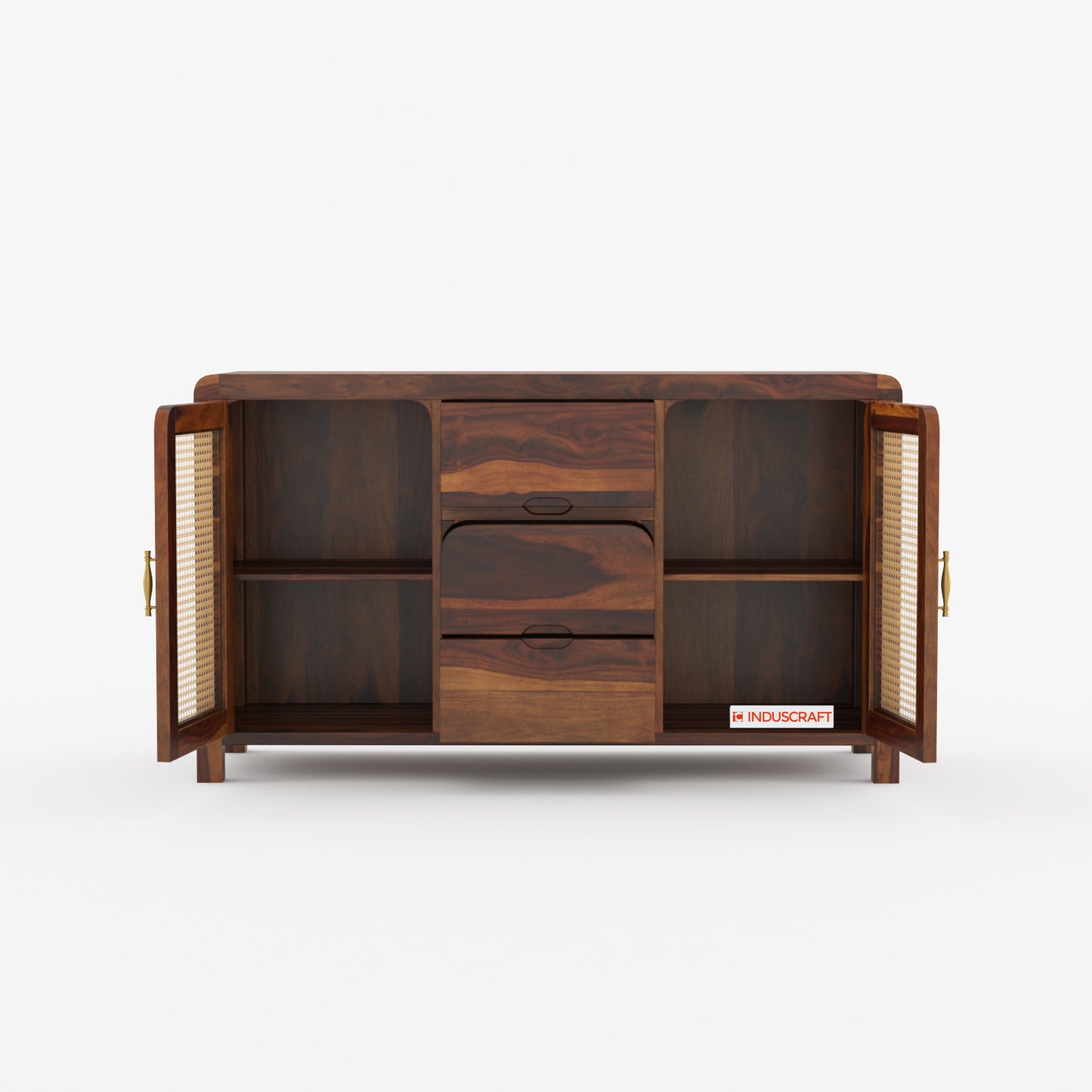 Zavya Rattan Sideboard in Solid Sheesham Wood by Induscraft