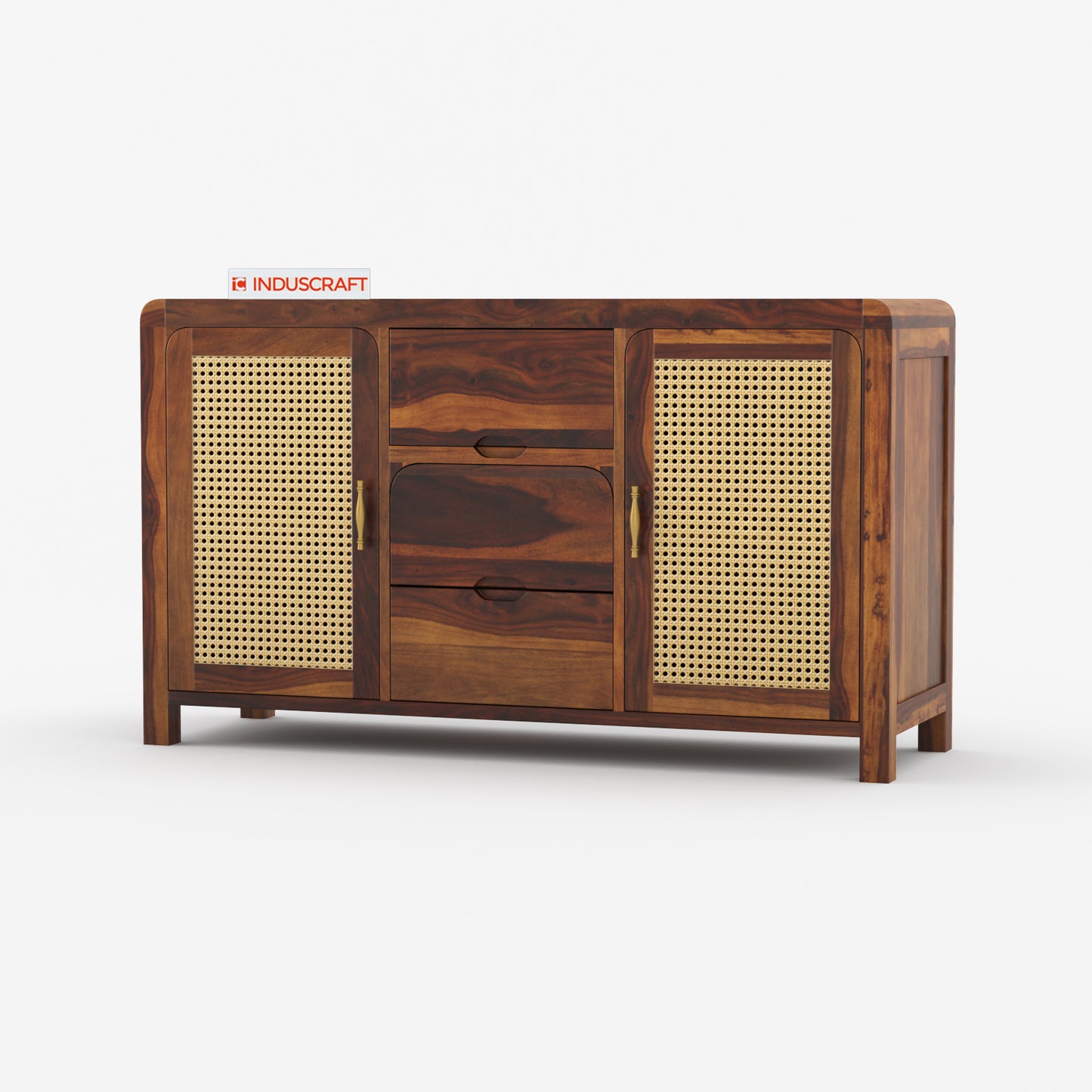 Zavya Rattan Sideboard in Solid Sheesham Wood by Induscraft