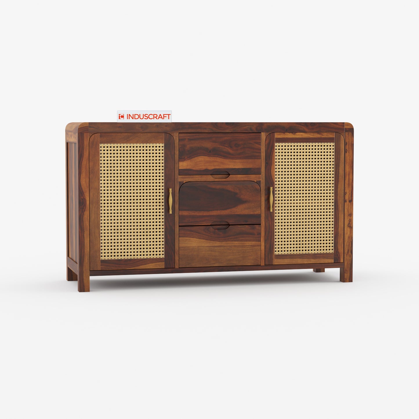 Zavya Rattan Sideboard in Solid Sheesham Wood by Induscraft