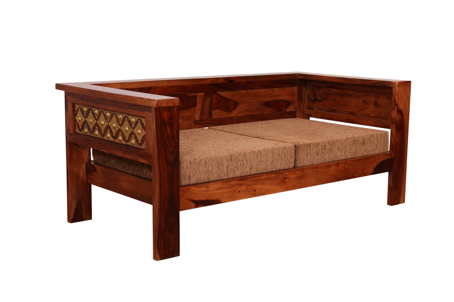 Rajwada Brass Sofa (2 Seater) by Induscraft in Solid Sheesham Wood