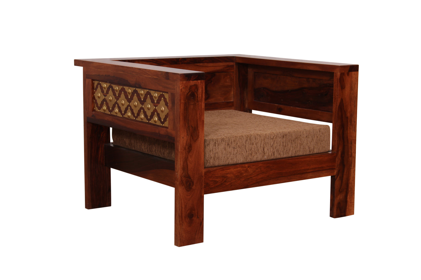 Rajwada Brass Sofa (2 Seater) by Induscraft in Solid Sheesham Wood