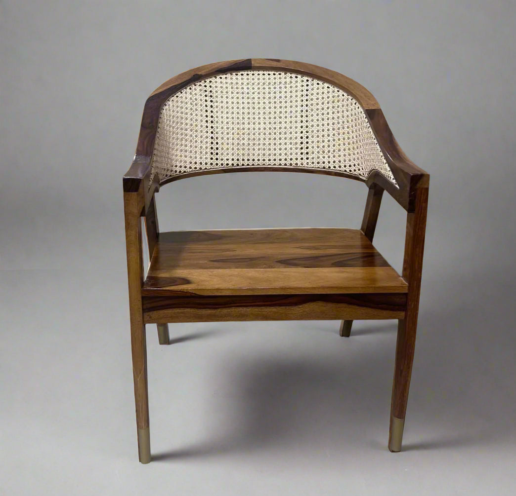 Cane Back Accent Chair and Round Pedestal Table – Available as a Set or Single Piece