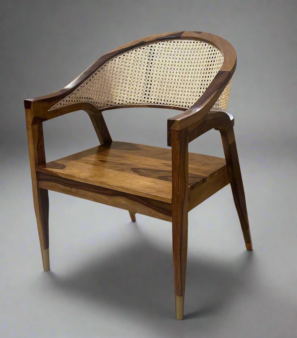 Cane Back Accent Chair and Round Pedestal Table – Available as a Set or Single Piece