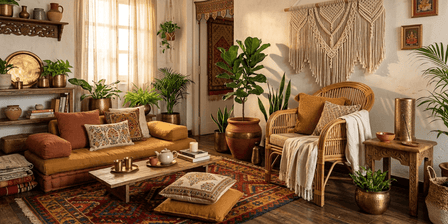 Bohemian interior design furniture for Indian homes - Induscraft