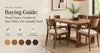Dining chairs buying guide featuring solid wood dining chairs, different wood finishes, comfort considerations, and seating capacity around a dining table.