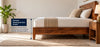 Solid wood bed showing how to measure the finished sleeping surface height from the floor to the top of the mattress.