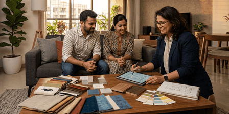 Interior designer consultation in an Indian home — interior design services