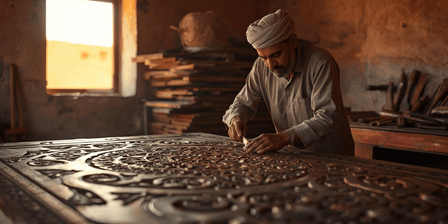 Handcrafted solid wood furniture made by skilled artisans in Jodhpur, Rajasthan, India