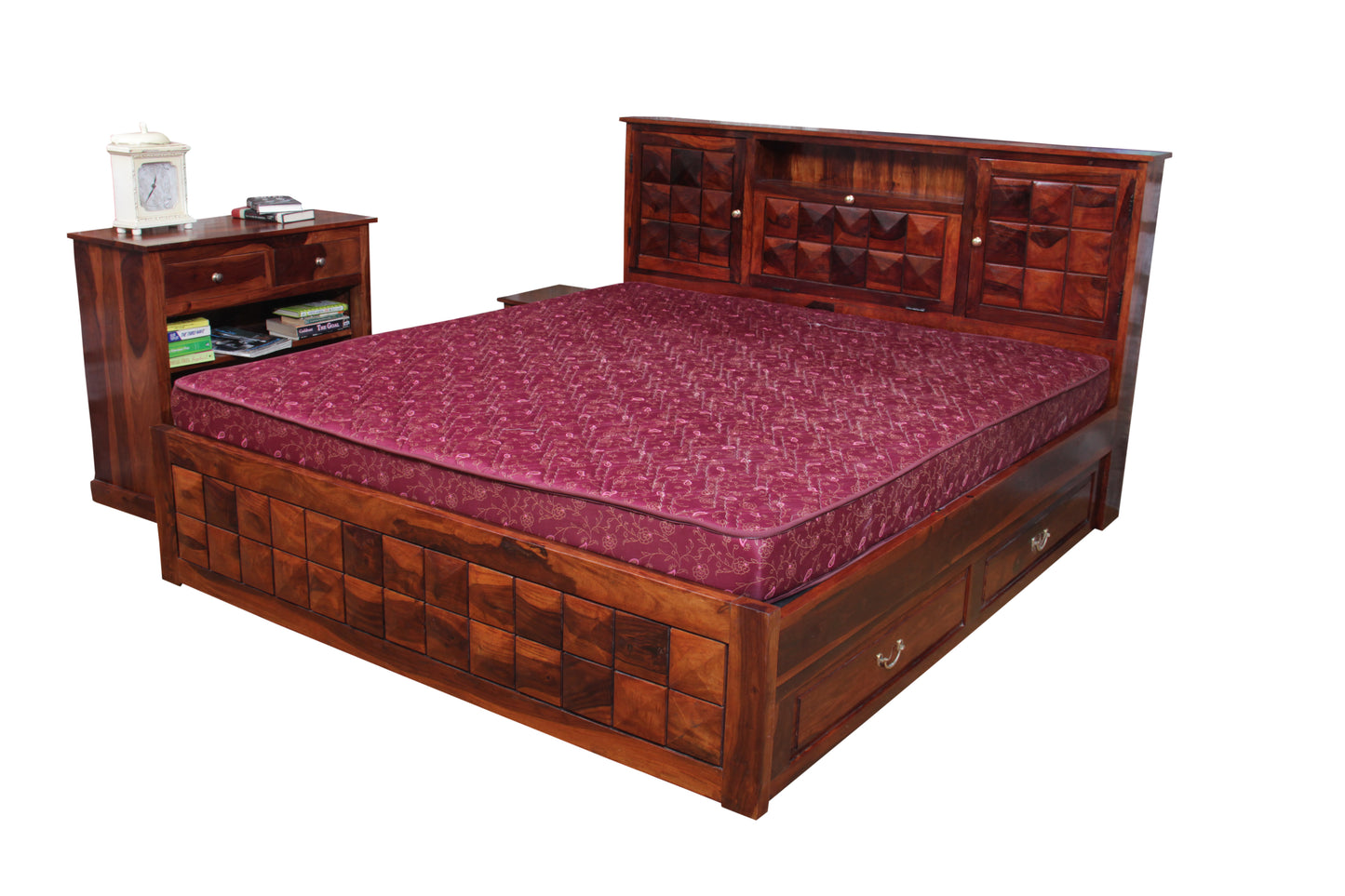 Antilla Deux sheesham wood bed by Induscraft "Headboard Storage" | King & Queen Sizes with Storage Options