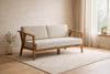 Solid Wood 2-Seater Sofa with Upholstered Cushions