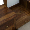 Solid Wood Dressing Table with Dual Storage Units & Cushioned Stool