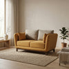 Modern Upholstered 2-Seater Sofa with Solid Wood Base & Patterned Cushions