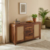 Solid Wood Sideboard Cabinet with Cane Doors & Drawer Storage