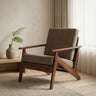 Solid Wood Lounge Armchair with Upholstered Cushions Mid-Century Modern Accent Chair
