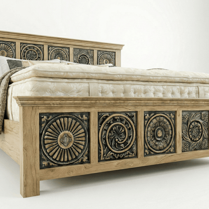 Meher Bed Without Storage in Old Mix Wood by Induscraft