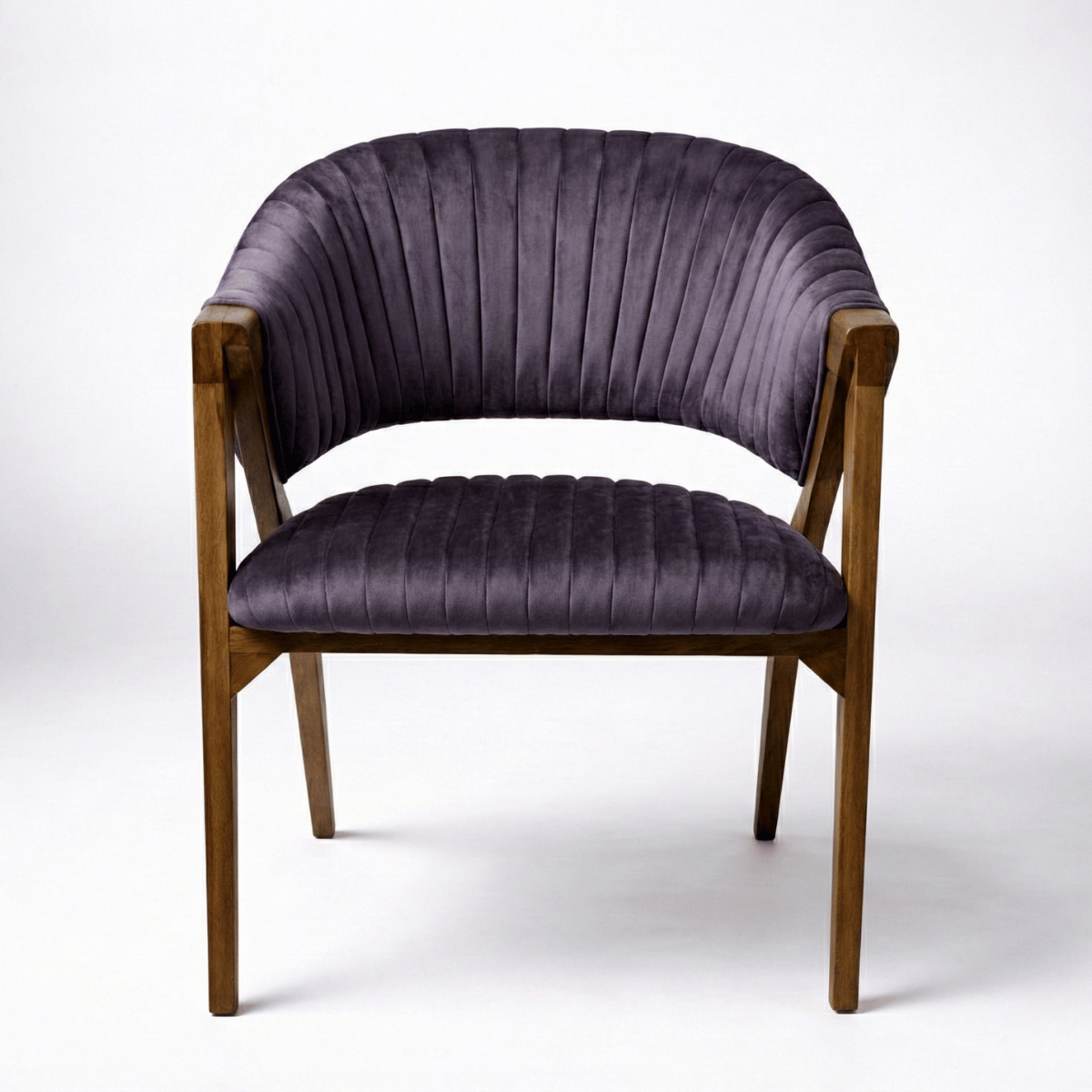 Raven Sheesham Wood Chair with Upholstered Fabric Seat and Backrest (Set of 2)