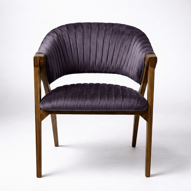 Raven Sheesham Wood Chair with Upholstered Fabric Seat and Backrest (Set of 2)