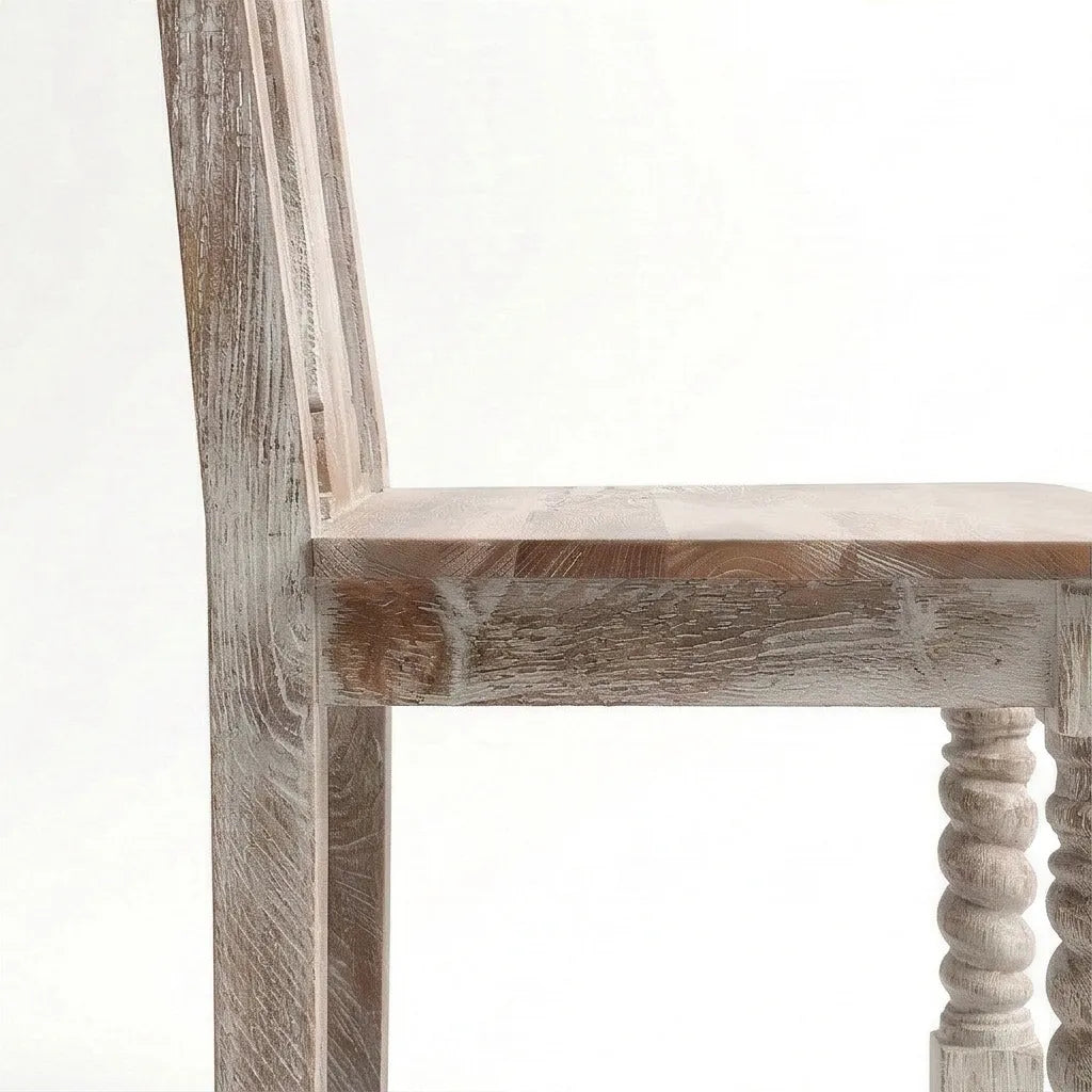 Mathilide Solid Wood Rustic Dining Set with Hand-Carved Chairs & Bench