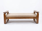 Brahmika Solid Wood Diwan with Cane Panel & Upholstered Cushion
