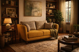 Modern Upholstered 2-Seater Sofa with Solid Wood Base & Patterned Cushions