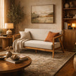Solid Wood 2-Seater Sofa with Upholstered Cushions