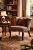Classic Upholstered Accent Chair with Solid Wood Curved Legs