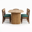 Sienna Solid Wood Oval 6 Seater Dining Set with Cane Chairs
