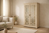 Solid Wood Display Cabinet with Glass Panel Doors Classic Storage & Showcase Unit