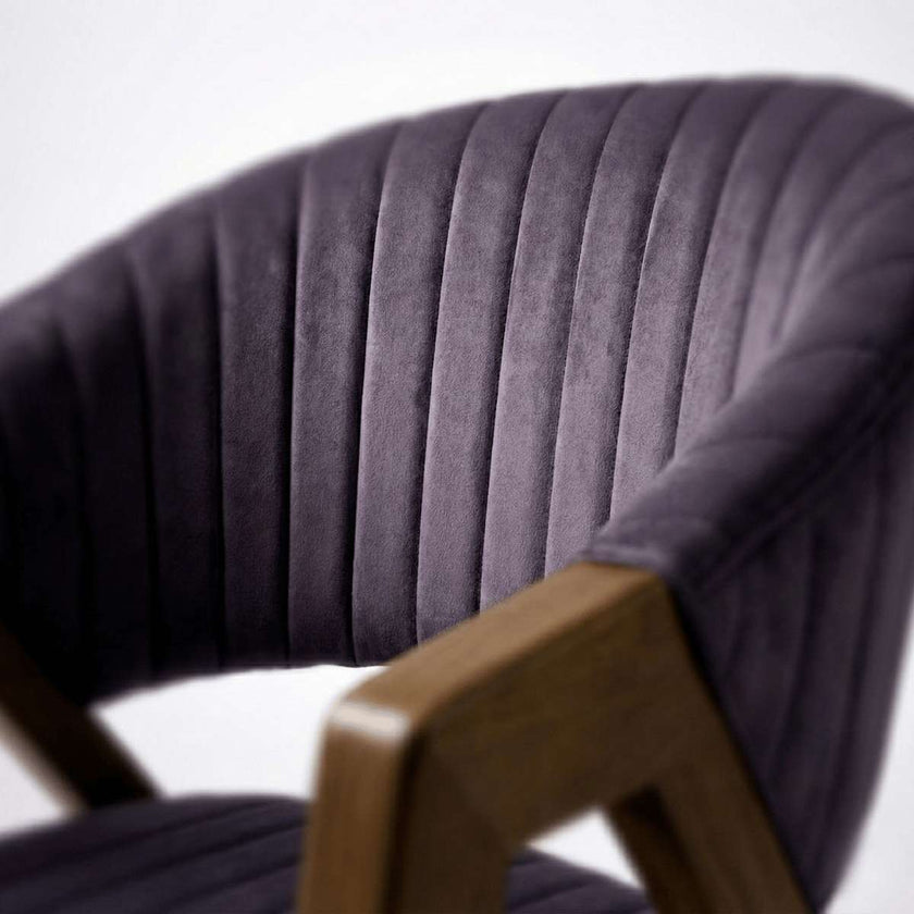 Raven Sheesham Wood Chair with Upholstered Fabric Seat and Backrest (Set of 2)
