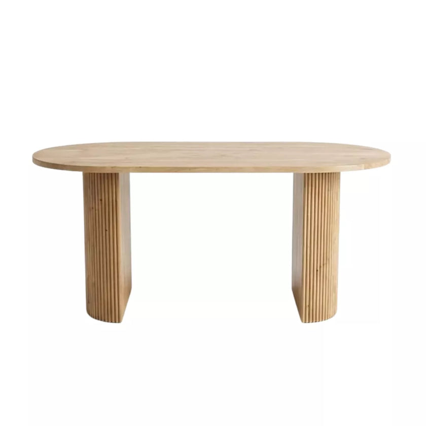 Sienna Solid Wood Oval 6 Seater Dining Set with Cane Chairs