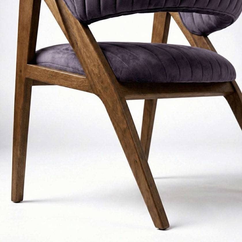 Raven Sheesham Wood Chair with Upholstered Fabric Seat and Backrest (Set of 2)